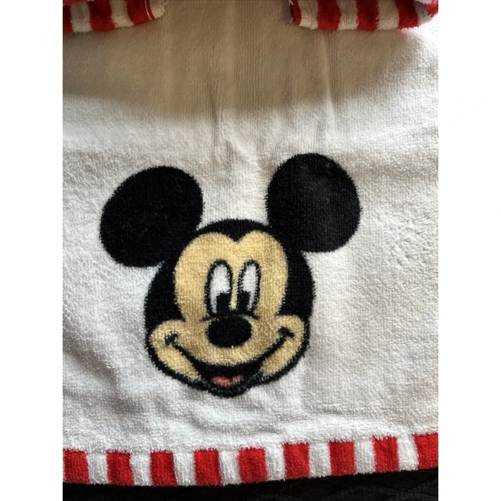 Disney Mickey Mouse White Cotton Hand Towel Set Red Striped Border Jay Franco